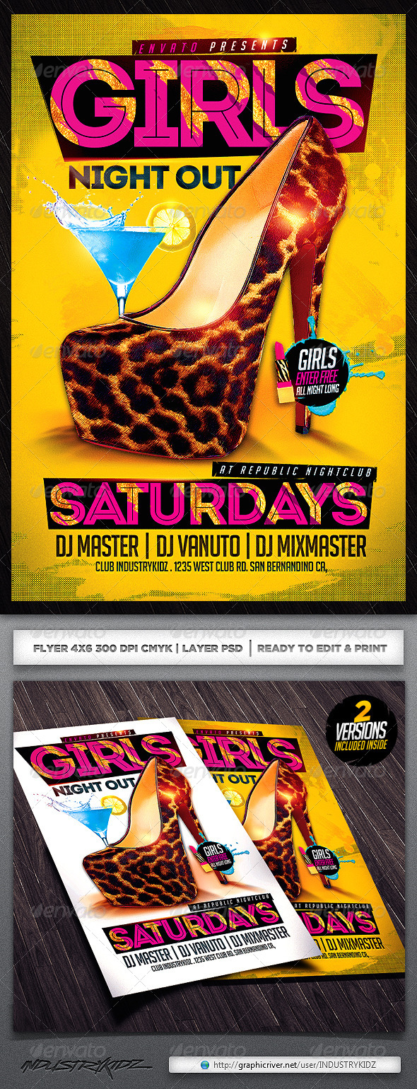Girls Night Party Flyer Template - Clubs & Parties Events