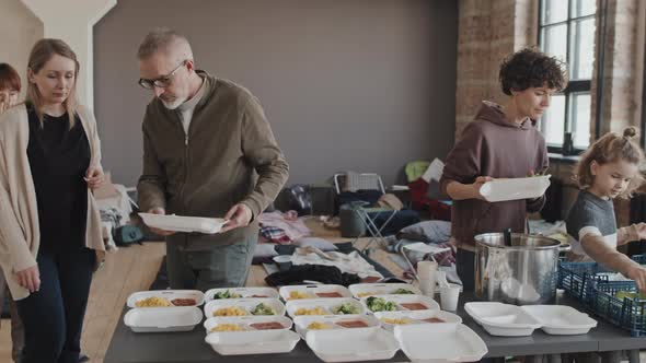 Refugees Getting Healthy Dinner, Stock Footage | VideoHive