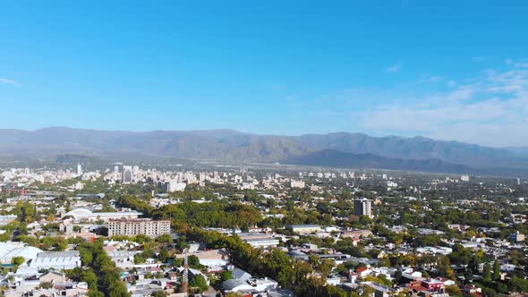 City of Mendoza, Andean Mountains, Argentina (aerial view, drone footage)