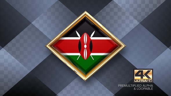 Kenya Flag Rotating Badge 4K Looping with Transparent Background