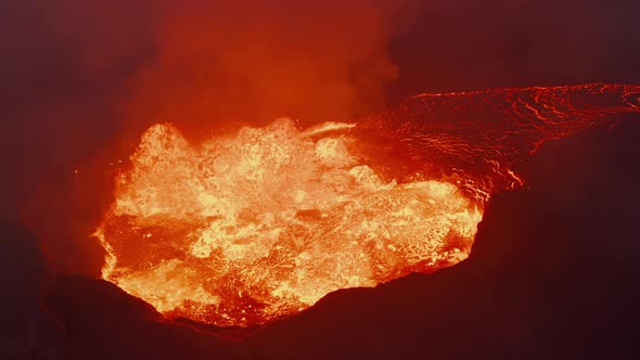 Breathtaking Closeup View of Boiling Magma in Volcano Crater alt