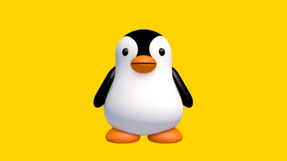 Penguin 3D 360 degree spin – Looped