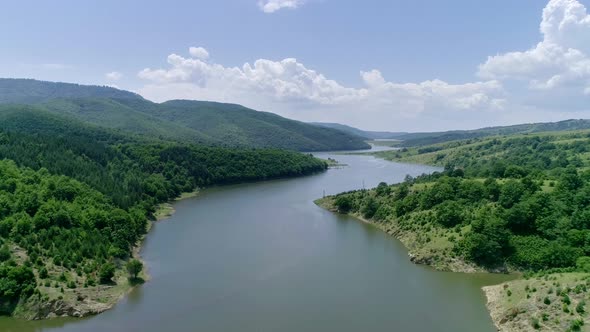 Aerial Landscape with a Dam alt