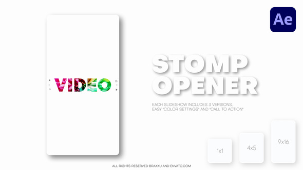 Vertical Stomp Slideshow - Reels, Post, Shorts Openers template preview