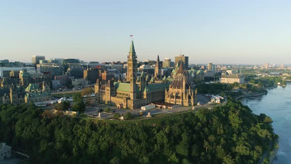 Aerial of the Parliament of Canada, in Ottawa alt