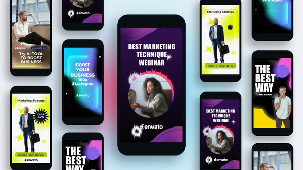 Glass Stories | Glass Morphism Mogrt Stories Premiere Pro template preview