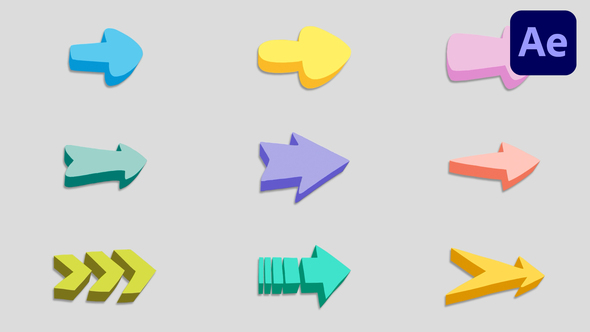 Cartoon 3D Arrow | After Effects Elements template preview