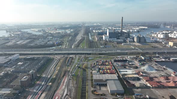 Industrial Zone Containers Factories and Busniesses in Amsterdam Westhaven The Netherlands Europe alt
