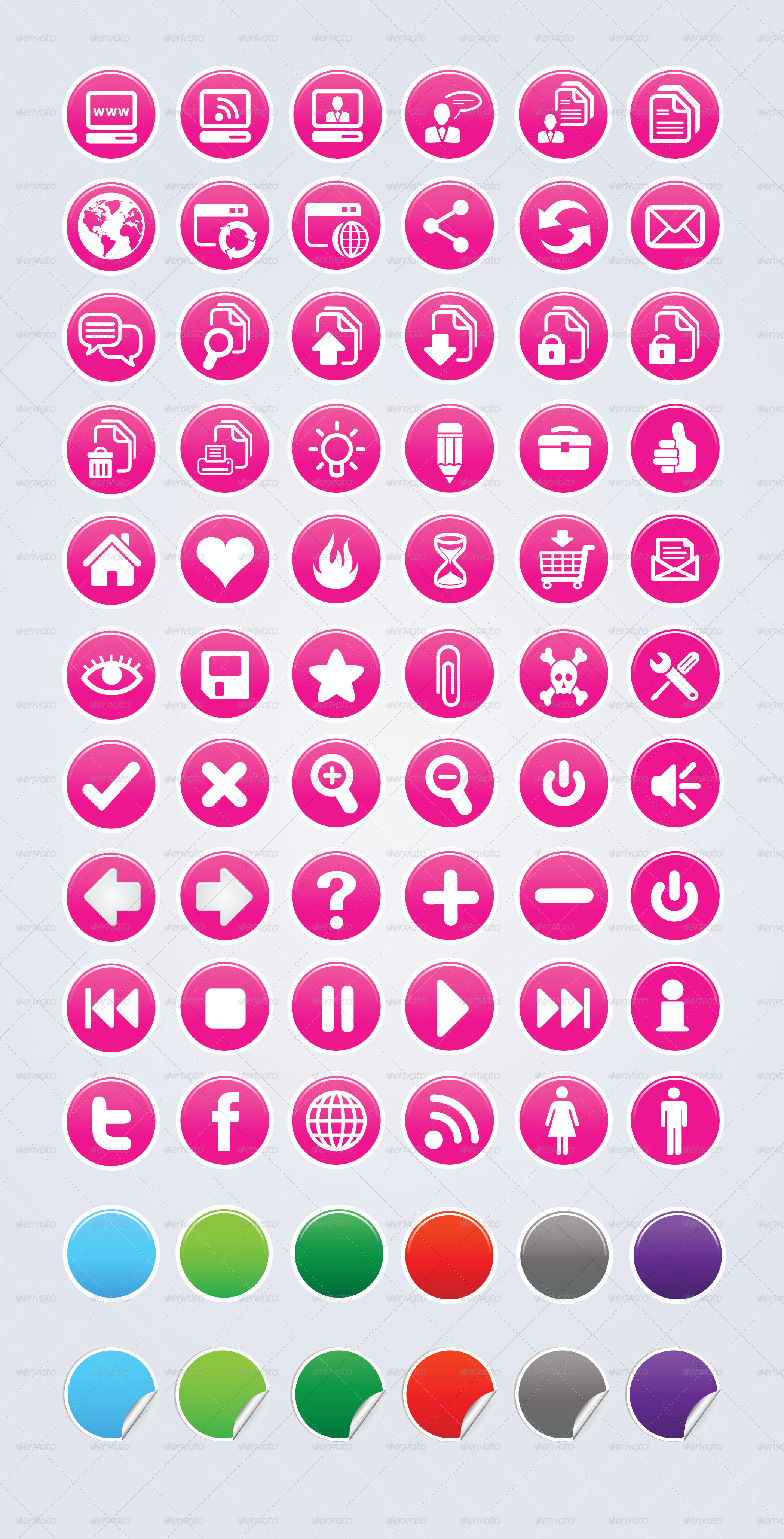 Glossy Pink Web Icon Set by chokkicx | GraphicRiver