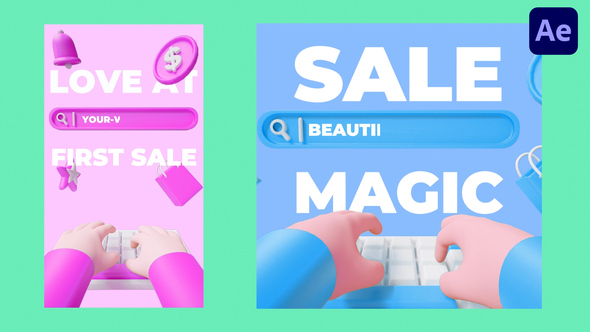 Cute 3D Sale Promo broadcast-packages template preview