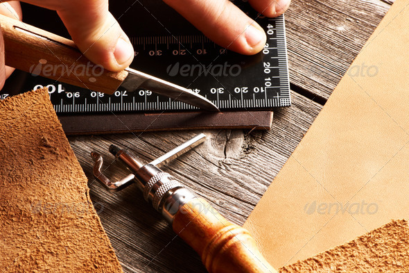 Leather crafting tools Stock Photo by haveseen