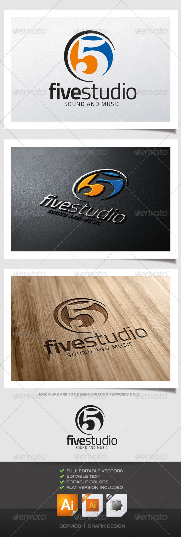 Five Studio Logo - Numbers Logo Templates