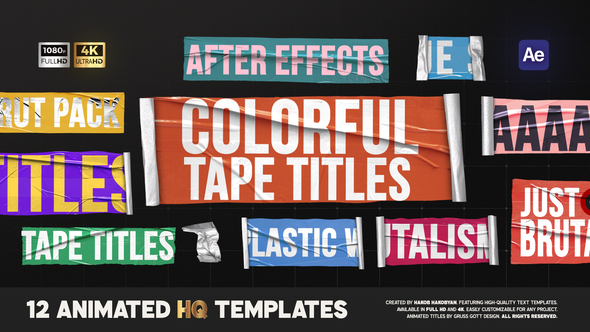 Colorful Tape Titles Titles template preview