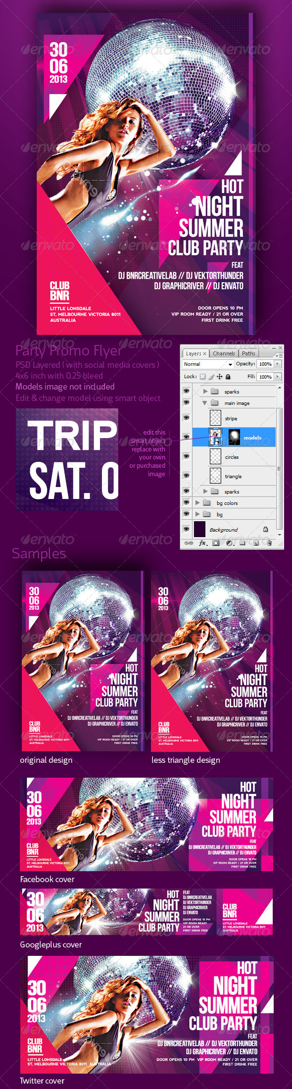 Hot Night Summer Club Party Flyer - Clubs & Parties Events