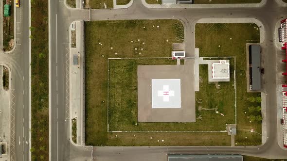 Top View of a Helipad at the Hospital