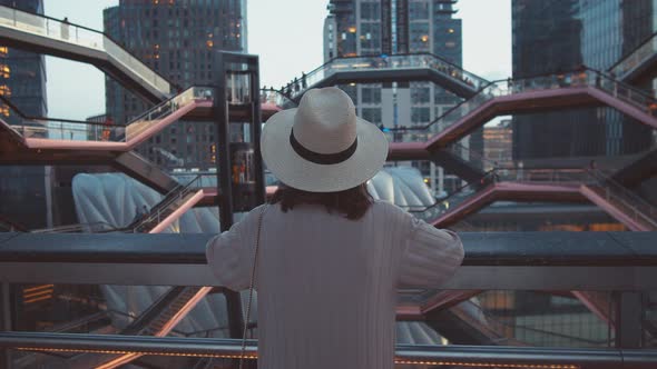 Young  tourist in a hat in the Wessel  alt