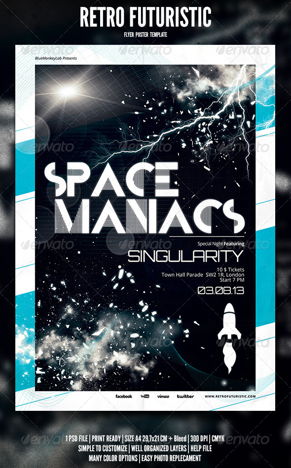 Retro Futuristic Flyer / Poster 2 - Events Flyers