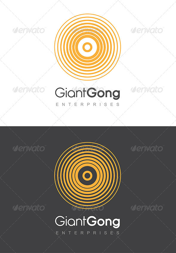 Giant Gong Logo Golden Yellow & Grey Template - Symbols Logo Templates