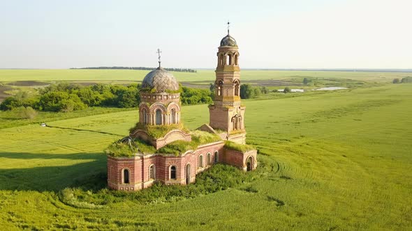 Abandoned Stone Church In Countryside