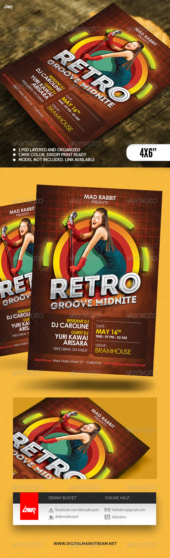 Retro Groove Club Flyer Psd Template