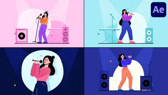 Singing Girls Explainer for After Effects Openers template preview