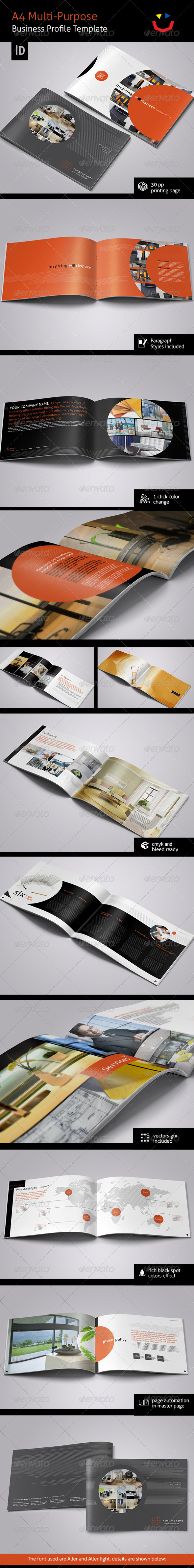 A4 Horizontal Business Profile by thinqueber | GraphicRiver