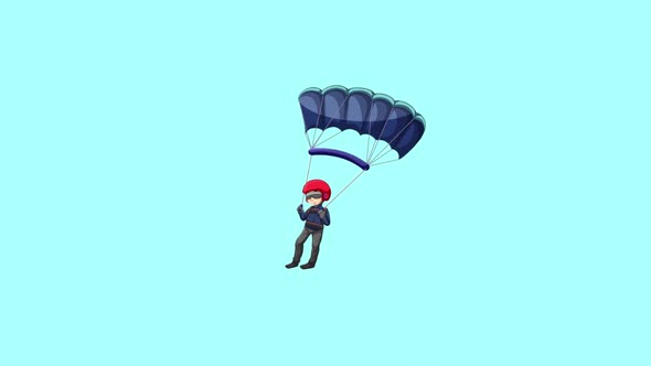 The man is flying in a parachute