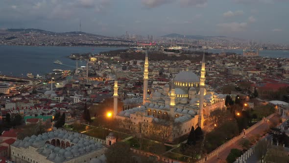 Istanbul City Suleymaniye Mosque Quarantine Aerial View 3