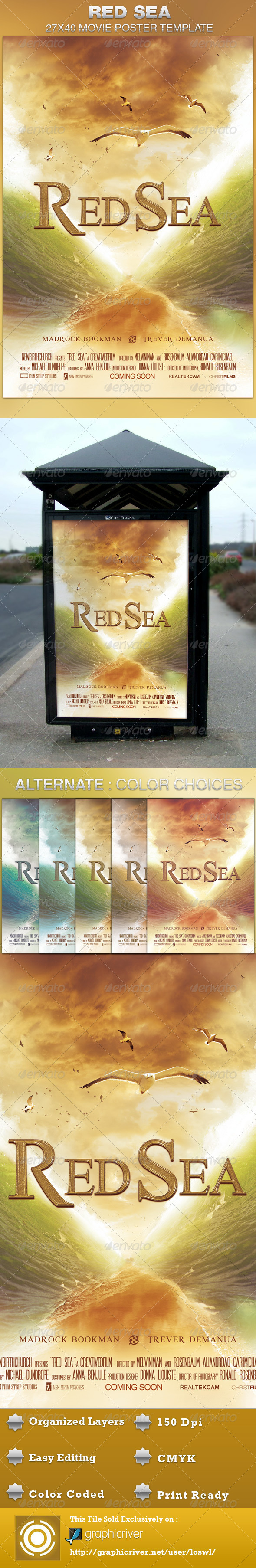 Red Sea Movie Poster Template - Church Flyers