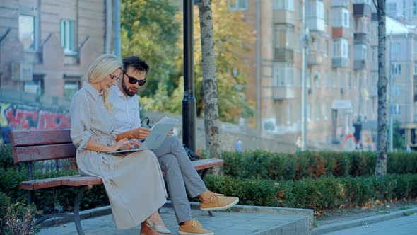 Discuss Investor On Growth Data Business Project. Coworker Working In Office. alt