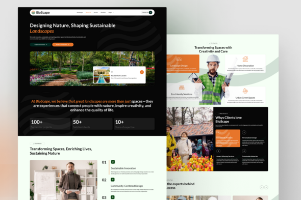 BioScape - Landscape Design and Home Decoration Elementor Template Kit for Outdoor Spaces and Garden