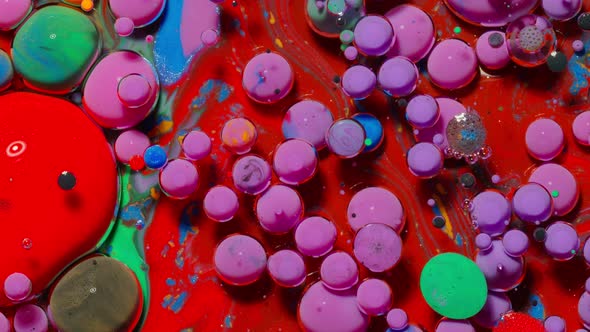 Bubbles Float in Liquid Paint Mixing Ink Oil and Milk Abstract Multicolor Hypnotic Painting alt