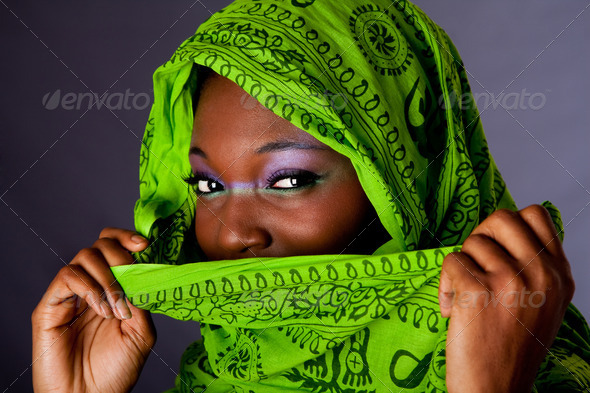 African woman with scarf - Stock Photo - Images