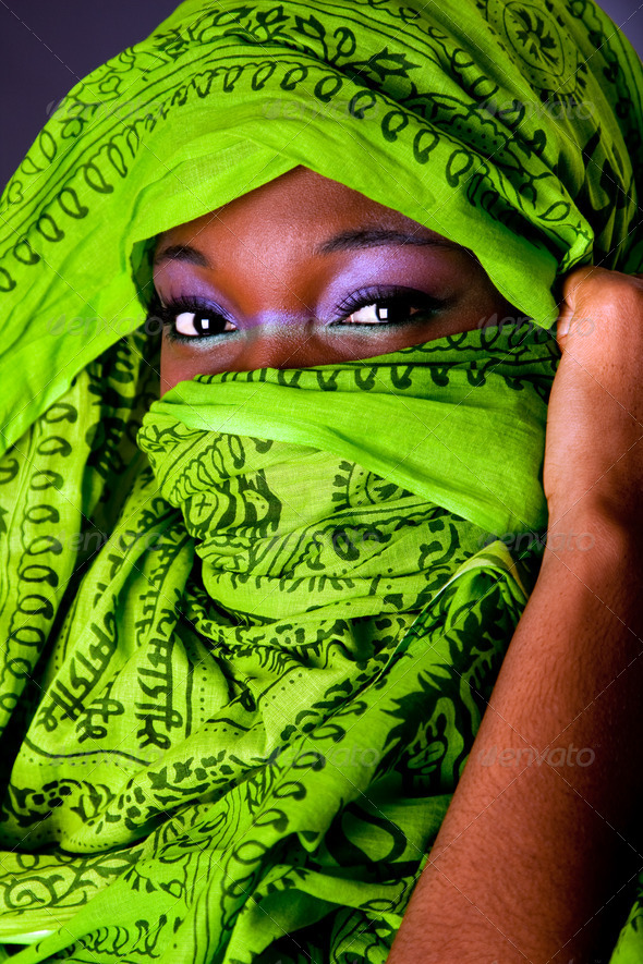 African woman with scarf - Stock Photo - Images