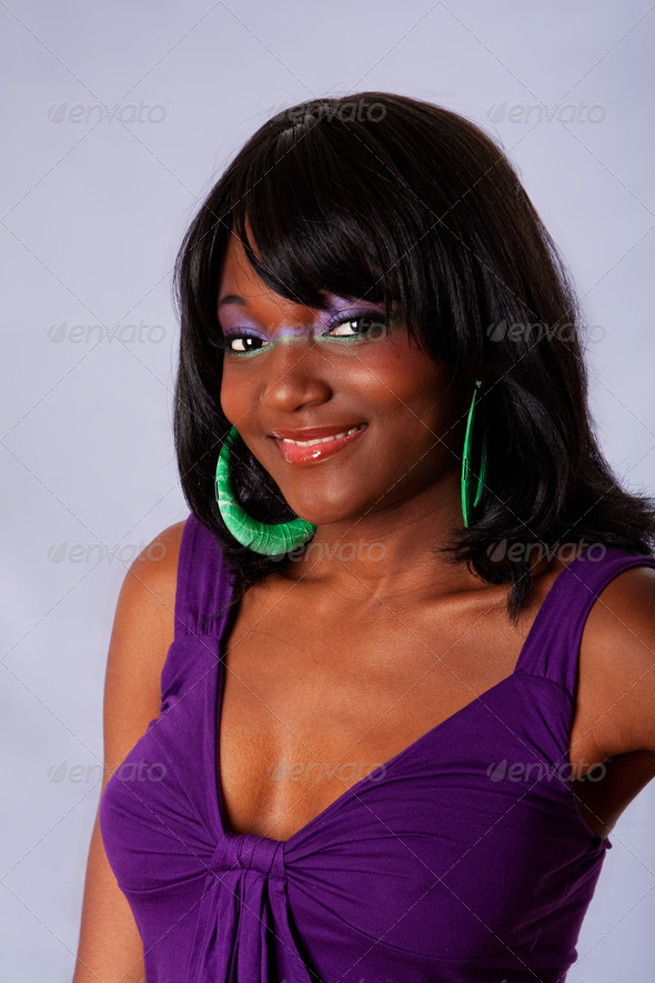 Beautiful African woman smiling - Stock Photo - Images