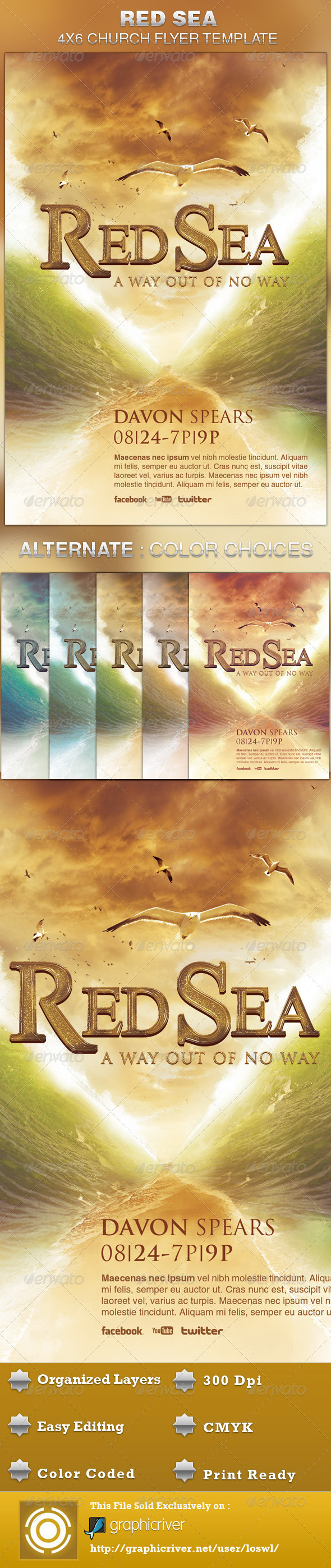 Red Sea Church Flyer Template - Church Flyers