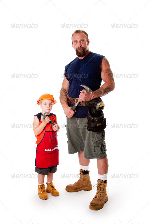 Father and son Carpenter - Stock Photo - Images