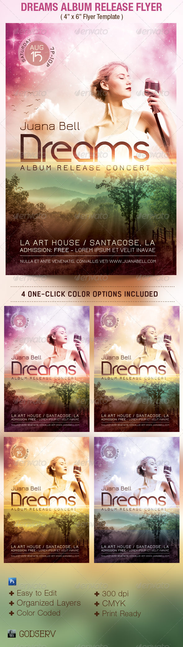 Dreams Album Release Flyer Template - Concerts Events