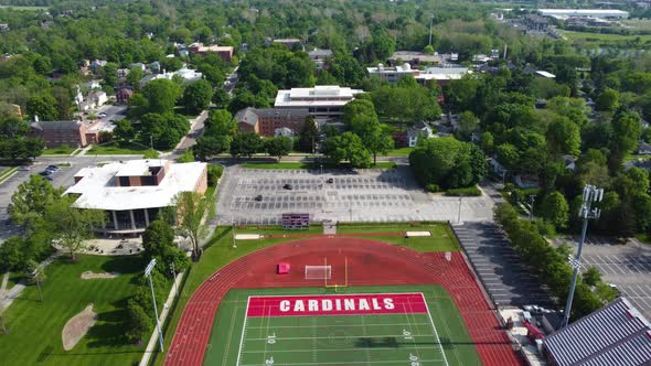 Otterbein University in Westerville, Ohio, aerial drone alt