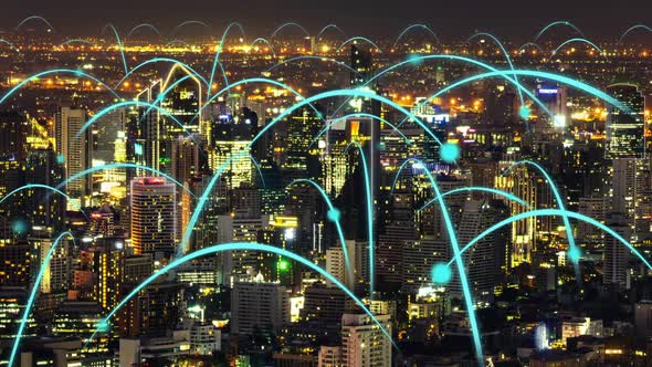 Smart Digital City and Globalization Abstract Graphic Showing Connection Network alt