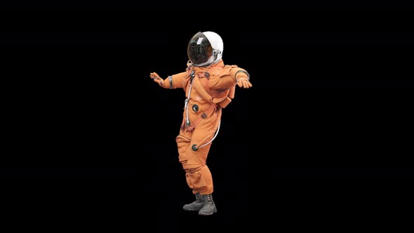 Dancing Astronaut in Orange Spacesuit