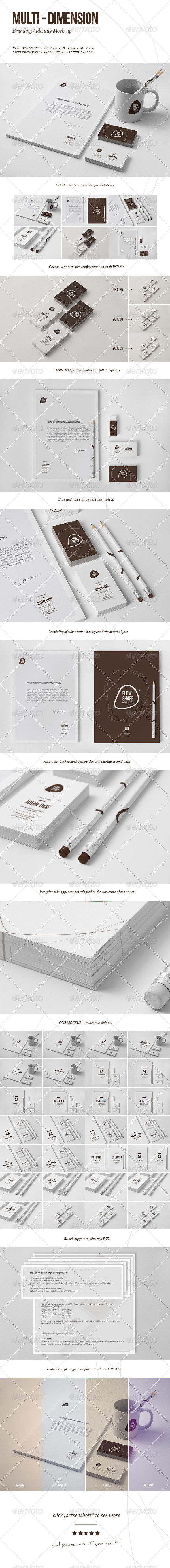Multi-dimension Branding / Identity Mock-up 4 - Stationery Print