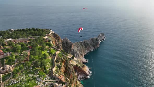 Alanya Castle Alanya Kalesi Aerial View of Mountain and City Turkey alt