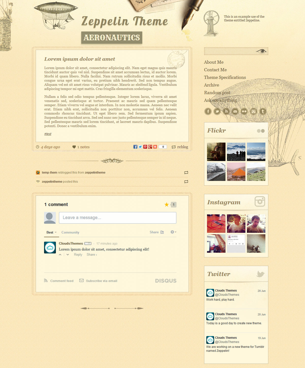 school old tumblr themes CloudsThemes  Theme Style Vintage Zeppelin  Tumblr by