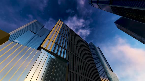 Office Building Windows and Bottom View on Skyscraper Building alt