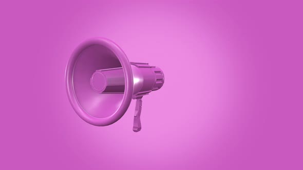 pink bullhorn rotating left to right close-up on a bright background