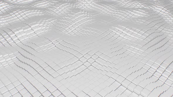 Abstract White Cube Square Shape Field Tiles Geometric Modern Design alt