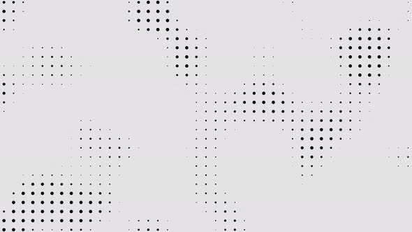 Black dots on white background. Moving halftone seamless pattern loop