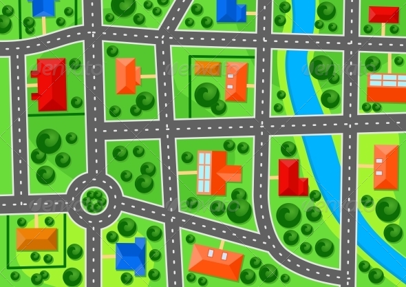 Map Of Suburb Town By Vectortradition Graphicriver