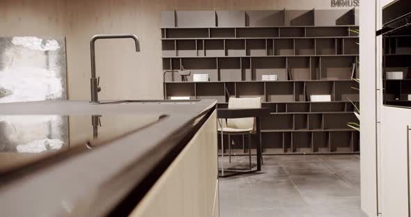 Modern Kitchen Room with Minimalist Dining Table alt